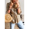 Gold Metallic Tied Front Babydoll Blouse
