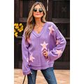 Lavendula Brushed Star Graphic V Neck Drop Shou...