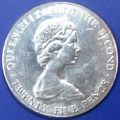 1978 Guernsey 25 Pence. Casino Card Guard, Chal...