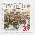 SINGAPORE 1992 LANSCAPE PAINTING ART WATERFRONT...