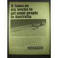 1968 Qantas Airline Ad - It takes us six weeks to get some people to Australia