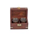 Antique Brass Anchor Shot Glasses With Rosewood...