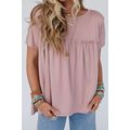 Light Pink Ruffled Trim Loose Babydoll Tee