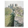 YORK MINSTER FROM CITY WALLS used vintage postc...
