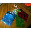 NEW 3 SMALL CHRISTMAS GIFT BAGS SPARKLY RED, GR...