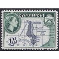 Nyasaland QEII 1953-54 1s Deep Blue Slate Green...