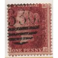 Sg43 1d red plate 202 fine used " R J " (REDS)