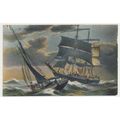 Trois-mats prenant son pilote 3 masted ship Art...