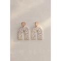 Beige Neutral Animal Print U Shaped Earrings