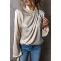 Jet Stream Satin Cross Front Slit Back Blouse