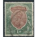 India 1913 SG185 1 Rupee Red-Brown & Deep Blue-...