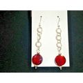 Fire polished deep red round flower cut glass l...