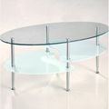 Modern Oval Glass Coffee Table with Chrome Meta...
