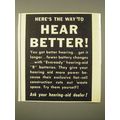 1950 Eveready Brand B Batteries Ad - Here's the way to hear better