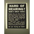 1950 Eveready Hearing-aid Batteries Ad - Hard of hearing? Here's great news