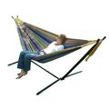 Tropical Fabric Double Hammock with 9-Foot Stee...