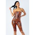 Zebra Print Tube Romper With Front O Ring Zippe...