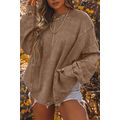 Khaki Exposed Seam Twist Open Back Oversized Sw...