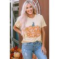 Khaki Sweet Floral Pumpkin Graphic Tee
