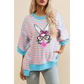 Pink Stripe Easter Rabbit Graphic Contrast Band...
