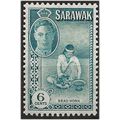 Sarawak 1950 SG175 6c Turquoise-Blue Mounted Mi...