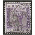 Gibraltar 1889 SG28 50c Bright Lilac Good+ Used...