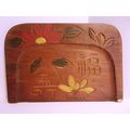 Vintage Wood Crumb Tray Hand Carved Painted Sou...