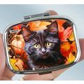 Pumpkin Black Cat Themed Metal Pill Trinket Box...