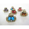 small mini metal leaf shaped jeweled antique st...