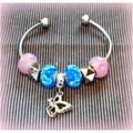 Butterfly Charm European Bead Silver Plated Bra...