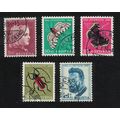 Switzerland Insects Pro Juventute 5v 1953 Canc ...