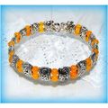 Tibetan Hill Tribe Silver Tone Yellow Beads Bra...
