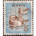 JAPAN, BIRD, Mandarin Duck, blue 1955, 5 Yen