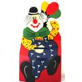 Vintage Hand Painted Wooden Clown Money Box