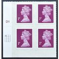 GB 2011 Machin SGU3055 1p Crimson 2B Block of 4...