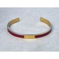 Gold Tone Cuff Bracelet with Deep Pink Enamel, ...