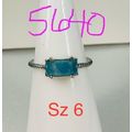 Ring Bomb Party Sz6 RBP Square Light Blue Gem &...