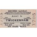 ASCOT - TWICKENHAM 1955 Southern Railway Ticket...