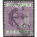 Cyprus 1904 SG63 30 Paras Purple & Green Wmk MC...