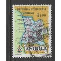 ANGOLA 1955 MAP OF ANGOLA 4E BLUE SG 516 FINE USED