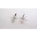 Set of 2 extra small silver flower metal alliga...