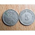 1911a 5 Pfennig Germany Empire Coin