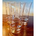 Pink Dunbar Depression Glass with etched floral...
