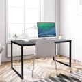 Black Metal Frame Wood Top Modern Home Office L...