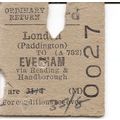B.T.C. Edmondson Ticket - London Paddington to ...