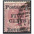 Ceylon 1885 SG178 5c on 4s Rose Watermark Crown...