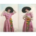 2 CARTES POSTALES - MODE - FEMME A CHAPEAU - RE...