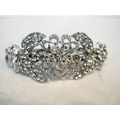 Silver flower shaped crystal hair barrette clip...