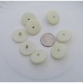 8 Ivory Silver Pin Shank Buttons 25mm Round 025