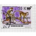 ZAIRE 1977 SURCHARGE 10k ON 10s MONKEYS USED